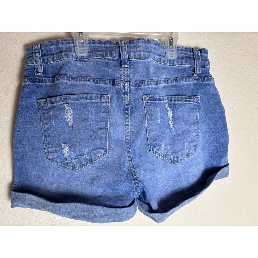 KanCan High Rise Shorts Blue Jean Denim Distressed Size 28 - Picture 7 of 9